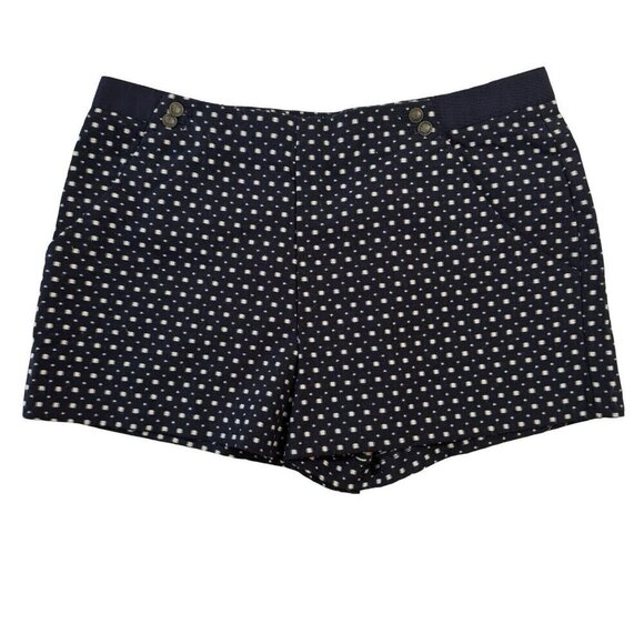 FOREVER 21 Textured Navy/White Shorts Medium Square Button-Front Grosgrain Waist - Picture 9 of 16